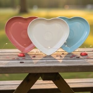 Fiesta Heart-Shaped Plate Set - Peony, Linen And Sky